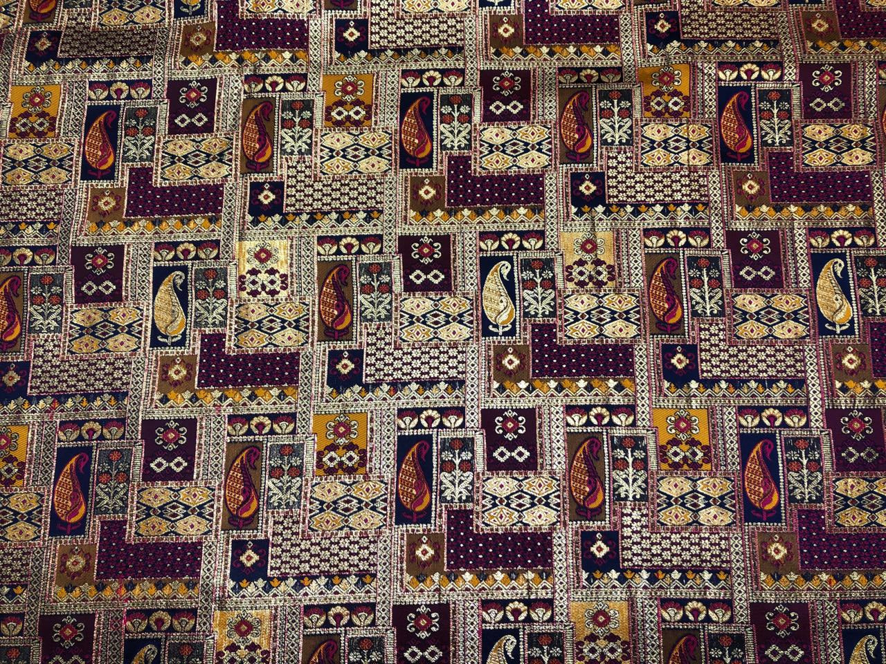 Silk Brocade fabric squares and rectangle motifs with intricate designs within available in pinks ,navy and deep bottle green  BRO1095