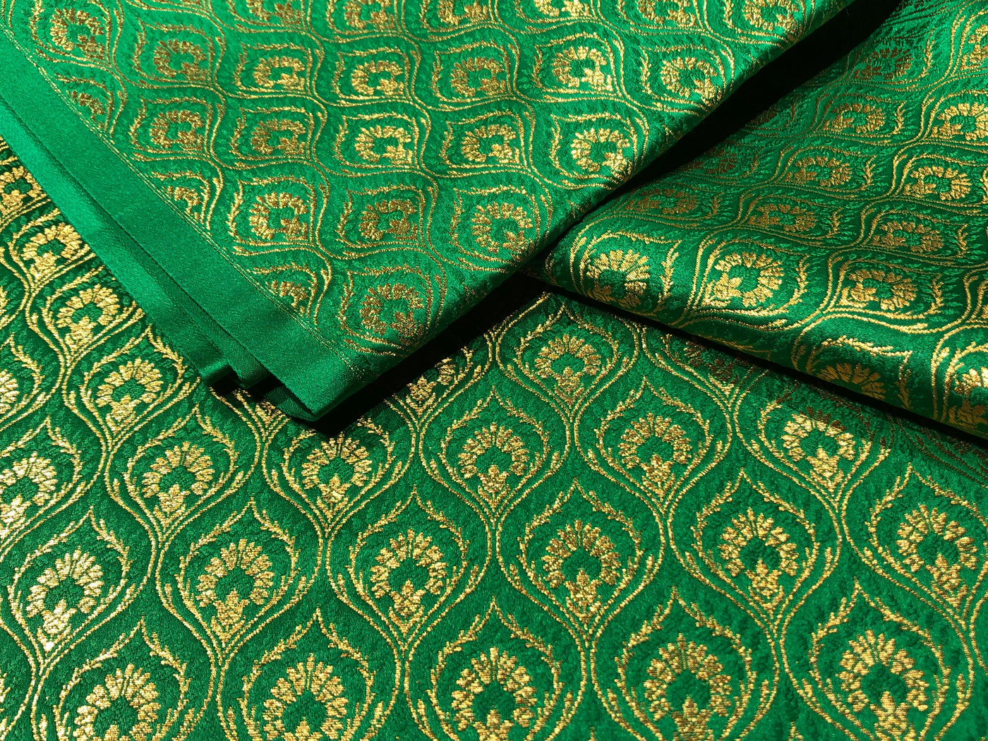 Silk Brocade fabric with metallic gold  jacquard available in 3 colors purple, green and candy pink BRO1025