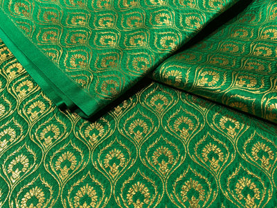 Silk Brocade fabric with metallic gold  jacquard available in 3 colors purple, green and candy pink BRO1025