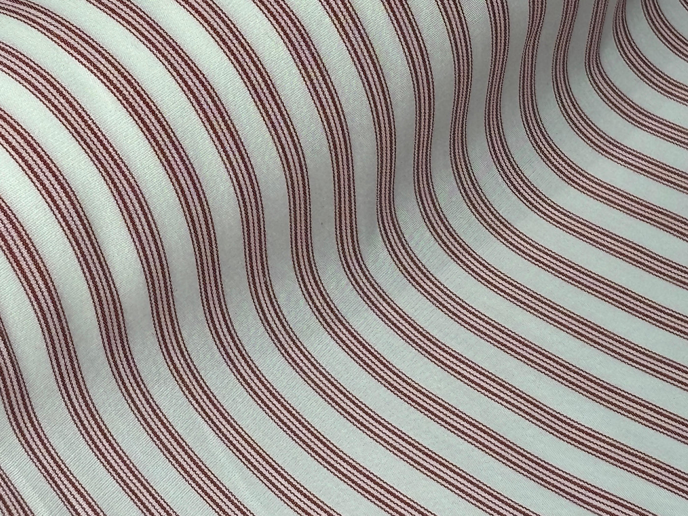 100% Cotton Poplin 58" wide mill made and yarn dyed red stripes [17768]