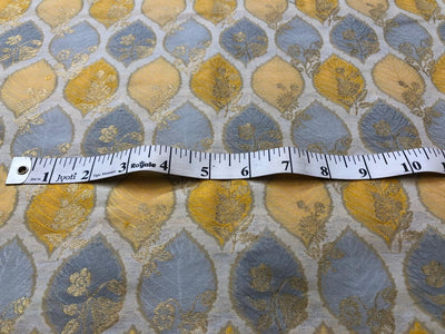 Silk Brocade fabric with colorful  leaf floral motif jacquard available in 3 colors mauve , pink peach and ivory BRO1091