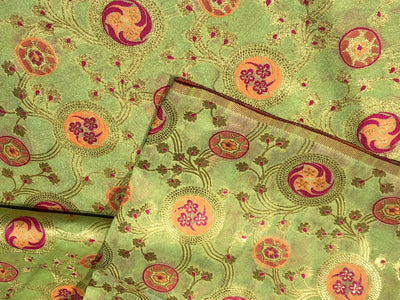 Silk Brocade Fabric metallic gold jacquard  44" wide BRO953 available in 2 colors BLACK AND PASTEL GREEN