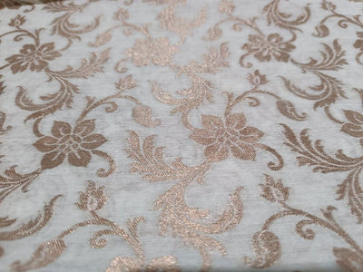 100% cotton brocade FABRIC IVORY and gold metallic floral jacquard COLOR 44" wide BRO368[3]