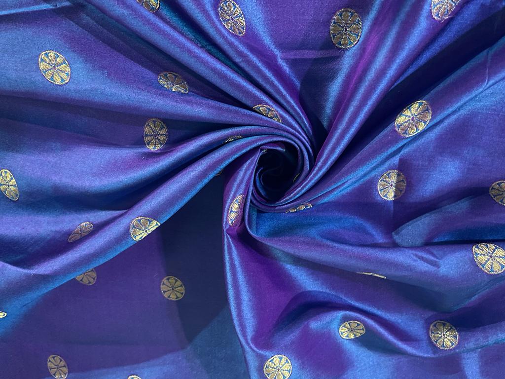 Pure Silk fabric with MOTIF jacquard design 44" WIDE available in 2 colors orange and pink x blue[15507/15531]