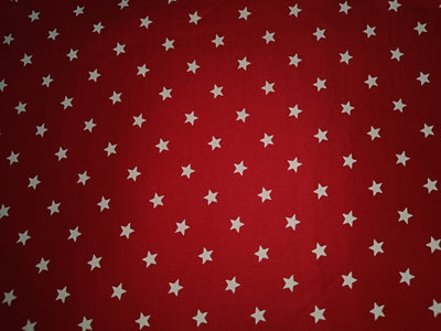 100% Cotton  Twill fabric red with ivory star motif color 58" wide