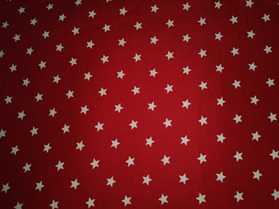 100% Cotton  Twill fabric red with ivory star motif color 58" wide [15121]