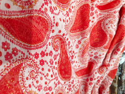 Silk chiffon printed  fabric black with red  floral  44" wide [17041]