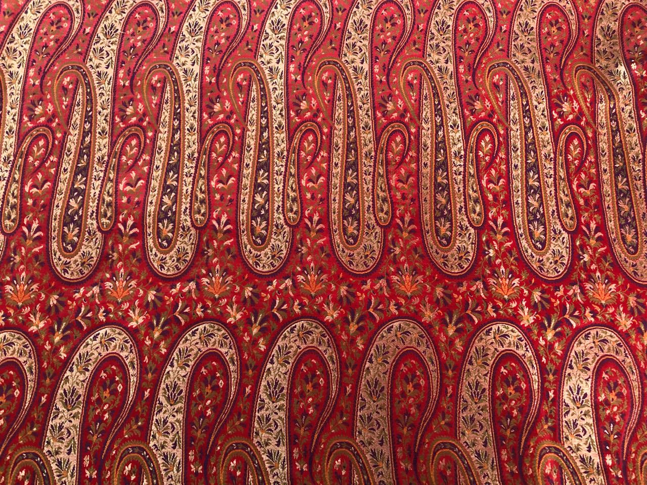 Silk Brocade fabric multi color paisleys available in 2 colors royal blue and red  BRO1093[1/2]