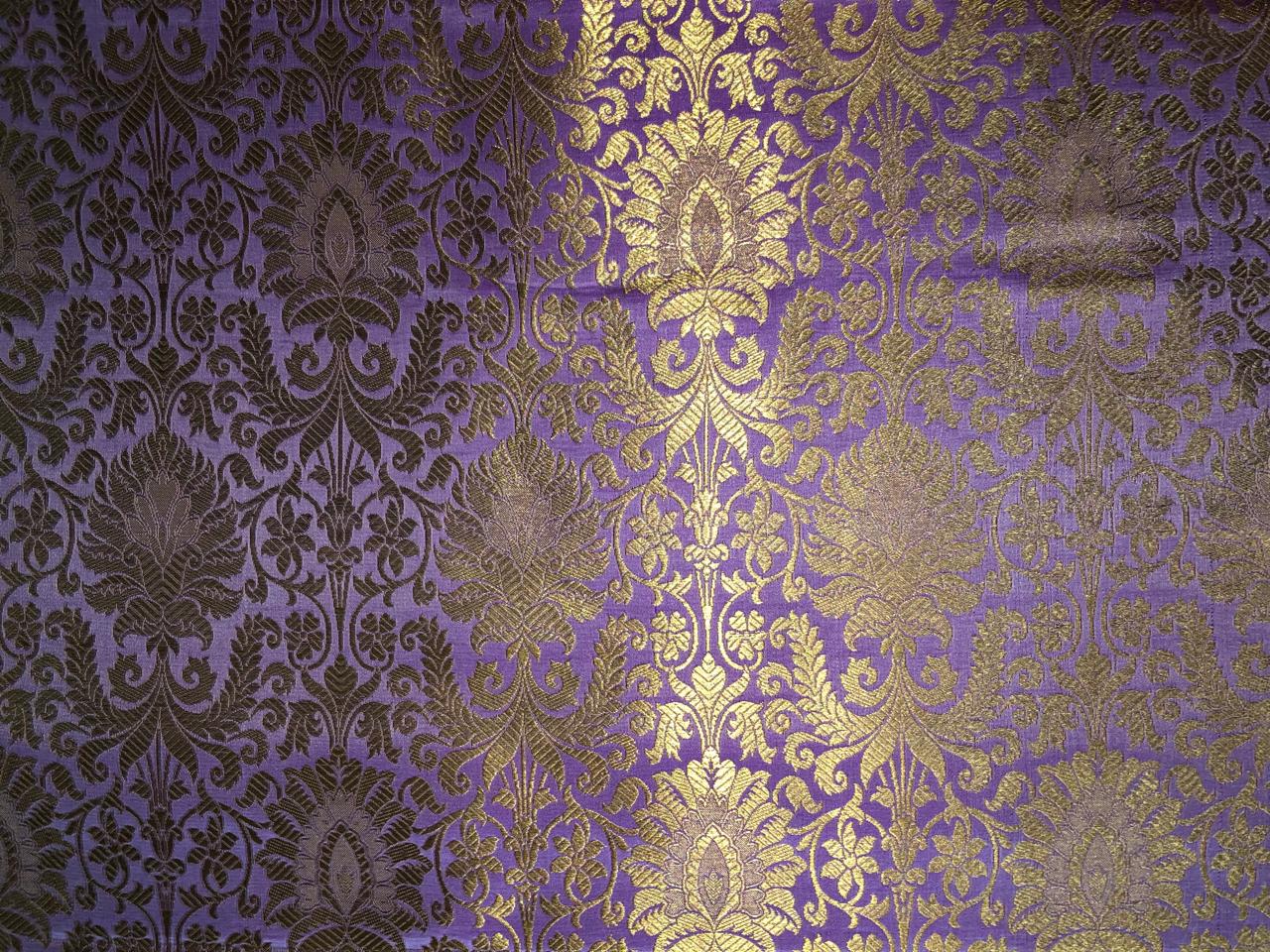 Silk Brocade fabric 44" wide with metallic gold jacquard  lilac color BRO805(2)NEW/BRO825[2]