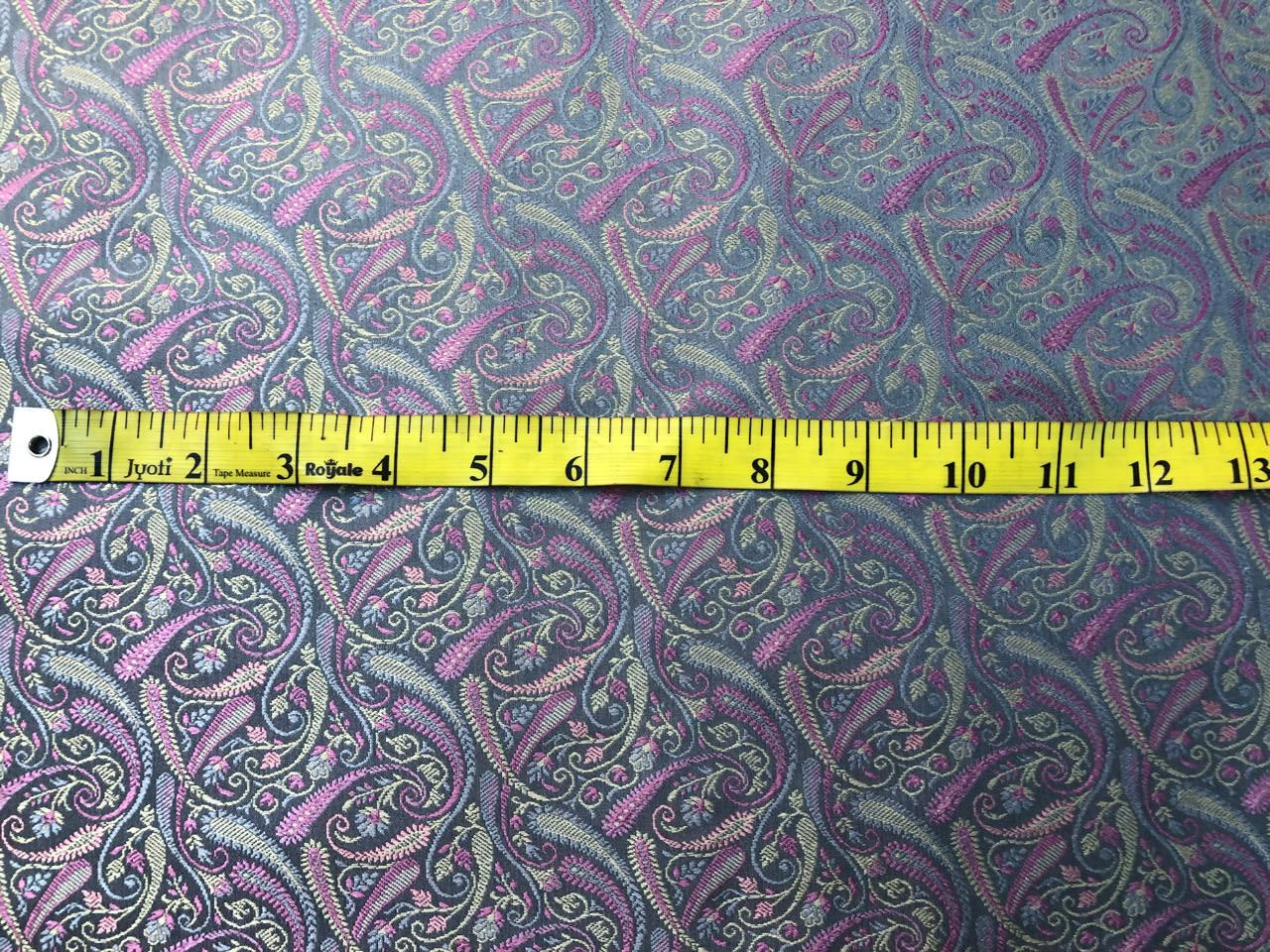 Silk Brocade fabric multi color paisleys available in 4 colors red , green , minty olive and silver BRO1089