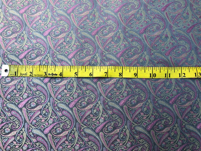 Silk Brocade fabric multi color paisleys available in 4 colors red , green , minty olive and silver BRO1089