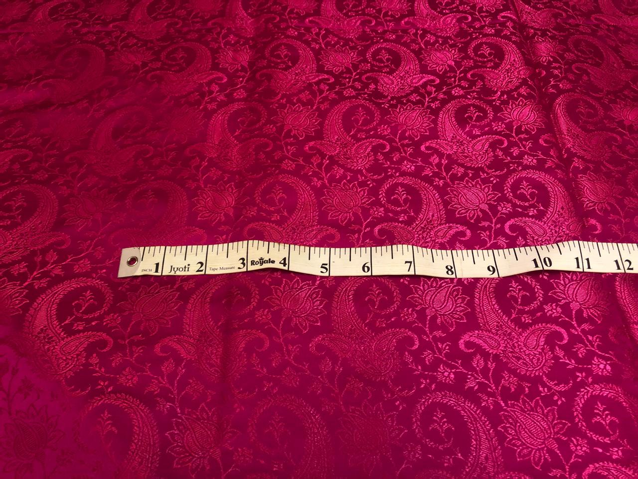 Silk Brocade fabric self jacquard paisleys available in 3 colors red , pink and coral BRO1100[1/2/3]