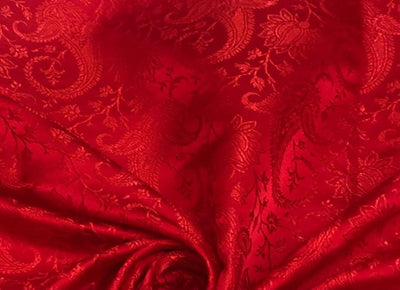 Silk Brocade fabric self jacquard paisleys available in 3 colors red , pink and coral BRO1100[1/2/3]