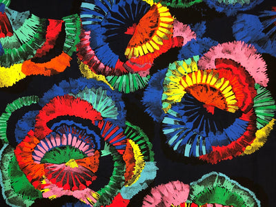 100% Cotton navy with bright colors abstract print 56" wide [18343]