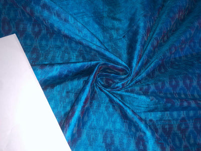 100% pure silk dupion ikat fabric BLUE  color 44" wide [17130]