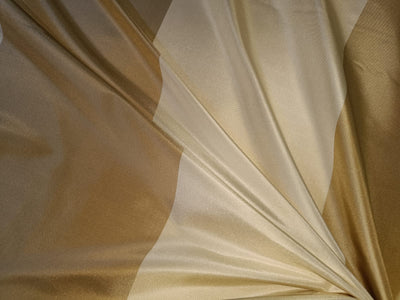 100% Silk Taffeta Fabric Butter Cream & Gold stripes 48" wide TAFS43