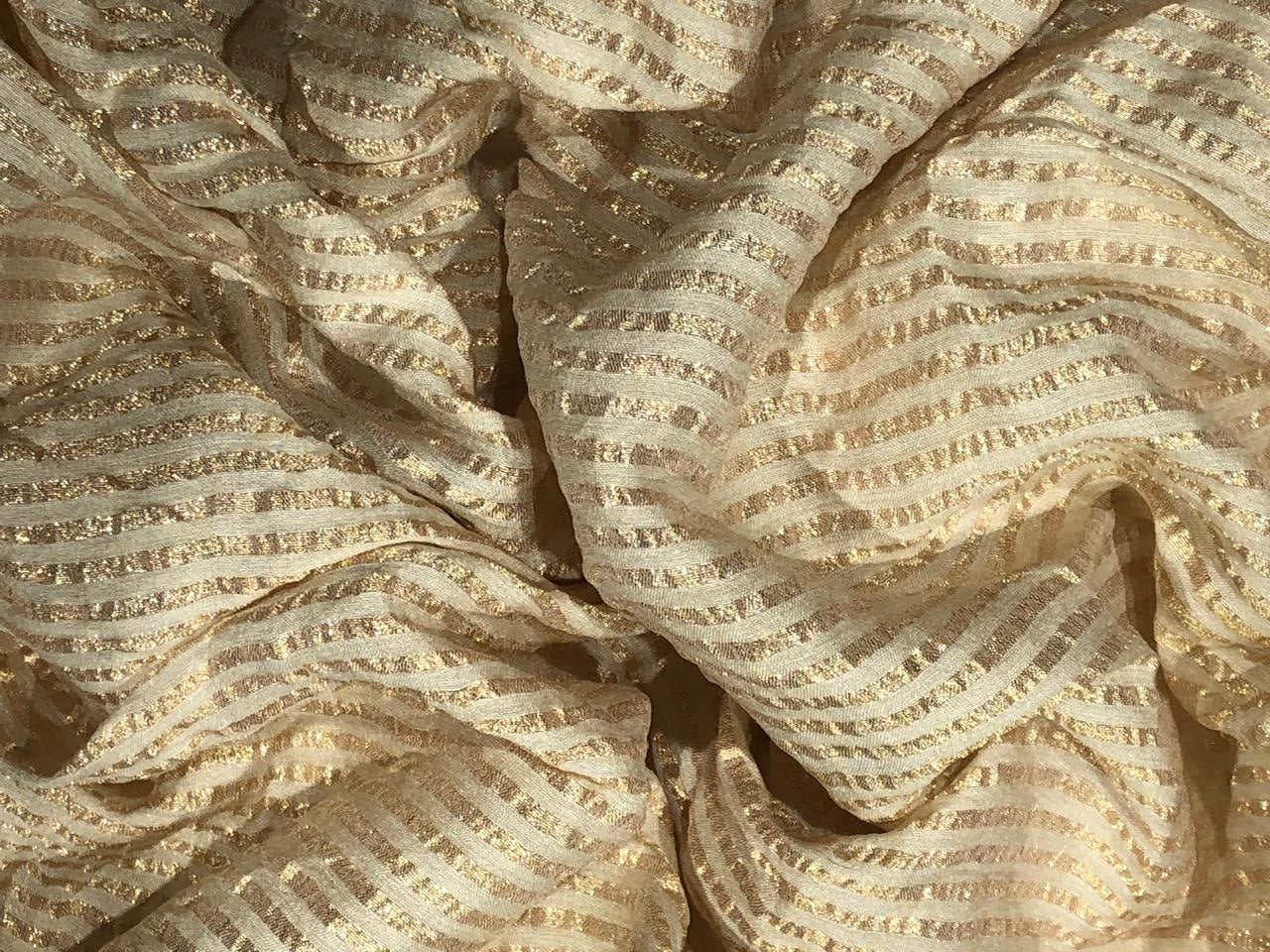 SILK  Crushed MUGA SILK TISSUE STRIPES GOLD [17709]