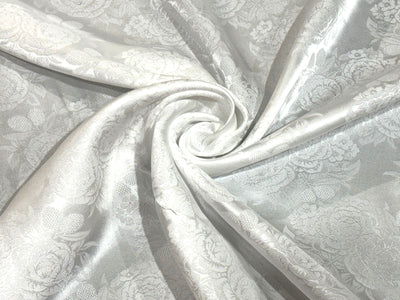 Silk  Satin JACQUARD IVORY WHITE 44" wide available in abstract,floral,roses,waves and triangles jacquard  designs