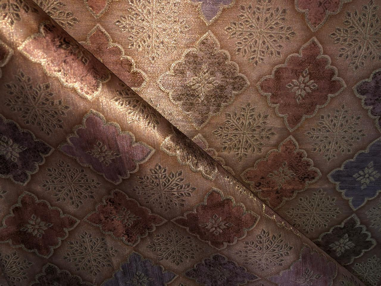 Silk Brocade fabric GOLD AND ROSE GOLD POSITION PRINT [BRO1015[4]