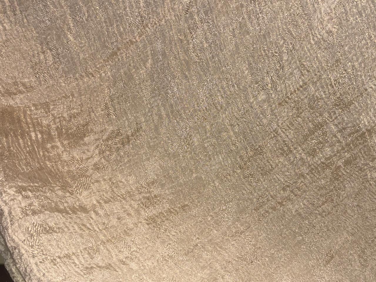 100% silk crepe rich ivory CRUSH jacquard with subtle white gold jacquard  44" wide [18401]