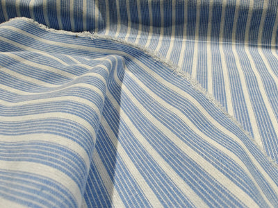 100% Cotton STRIPES  58" wide available in 4 colors MANGO/WHITE,DENIM BLUE/WHITE/WHITE WITH 2 BLUESTRIPE AND WHITE WITH BLUE PIN STRIPE