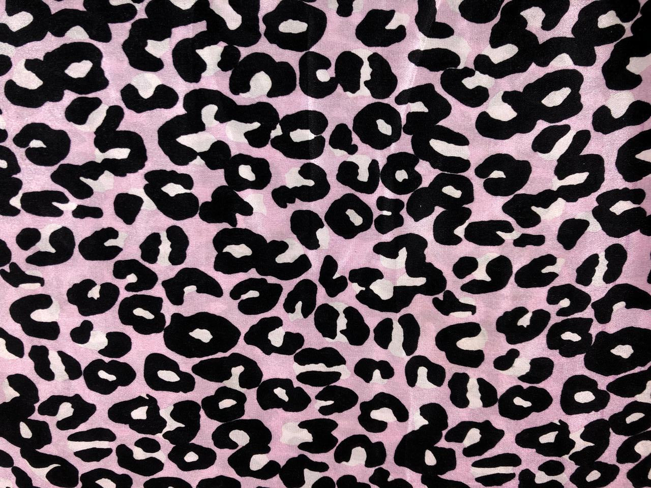 100% Pure Silk Satin 80 grams lilac  with tiger print 54"Wide Fabric [18288]