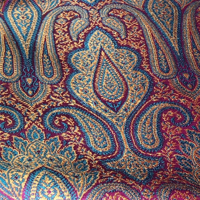 Silk Brocade fabric 44" wide paisley jacquard available in 3 colors pink and blue ,red and green and pastel pink and slate blue BRO1037
