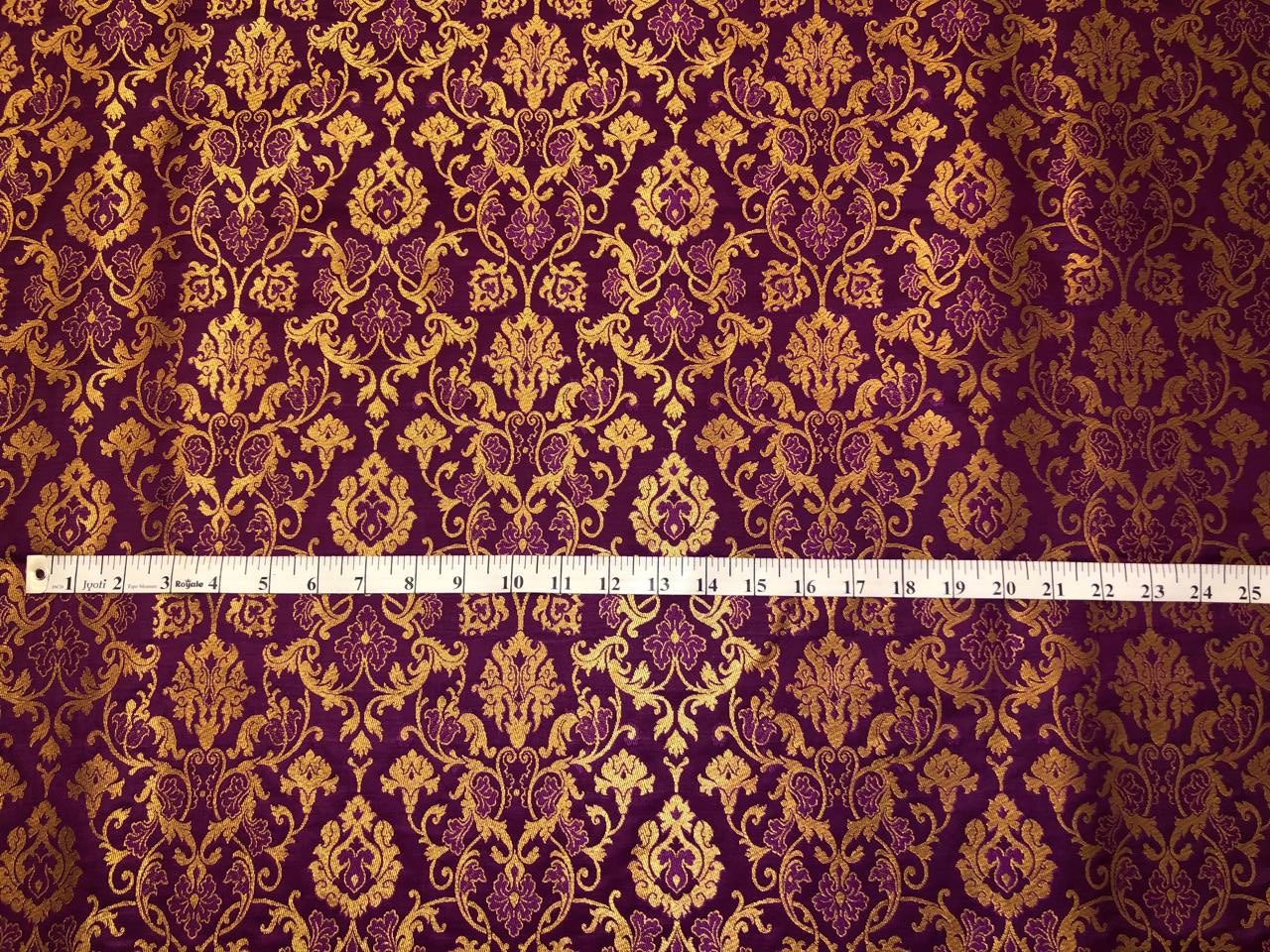 Silk Brocade fabric mulberry with beautiful gold  jacquard BRO1076[4]