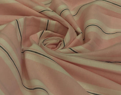 100% Cotton Poplin pastel pink/white and black stripes running horizontal  [18688]