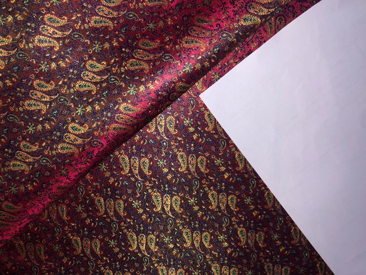 Brocade paisley jacquard fabric 44" wide BRO894 available in Three colors purple/red/sea green and pink x red