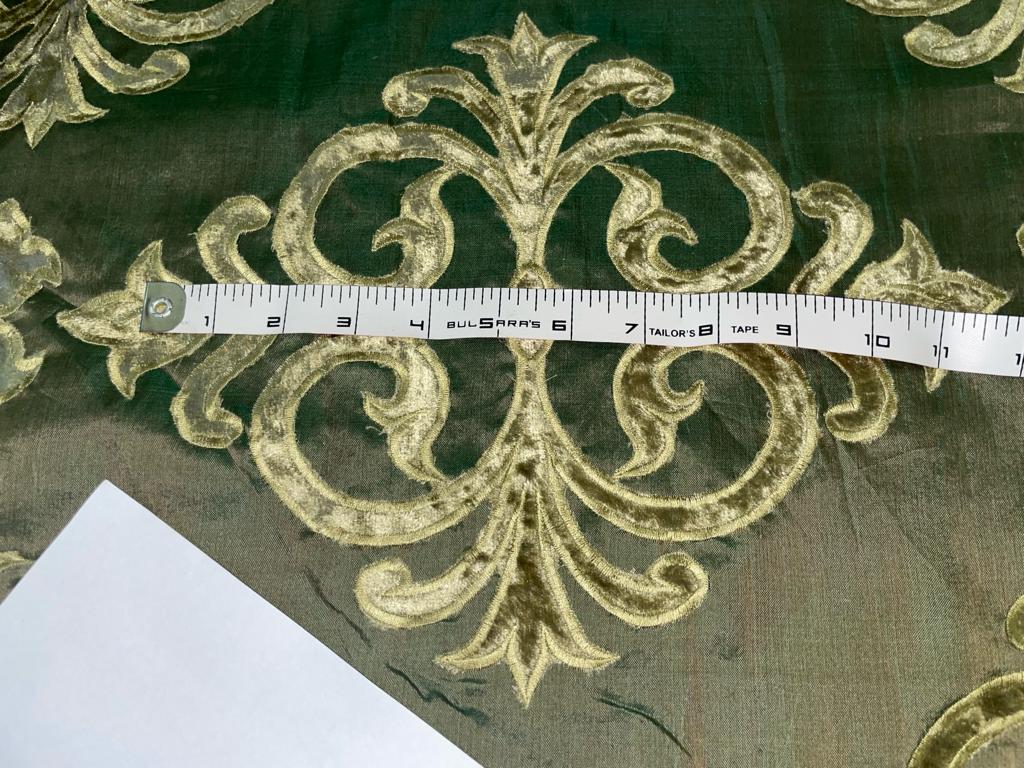 Silk Organza with velvet embroidery available in 2 colors [brown and green 9626/9627]