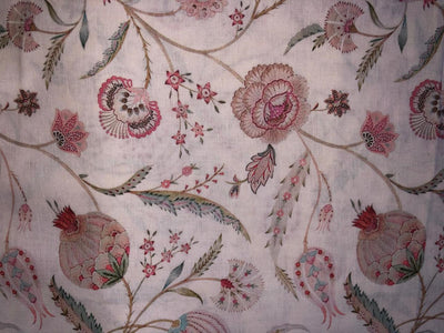 100% linen FLORAL digital print fabric 44" wide available in 2 colors grey/pink and ivory/pink  [15957/15958]