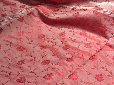 Silk Brocade fabric color coral with self  floral vines jacquard 44" wide BRO1055[3]