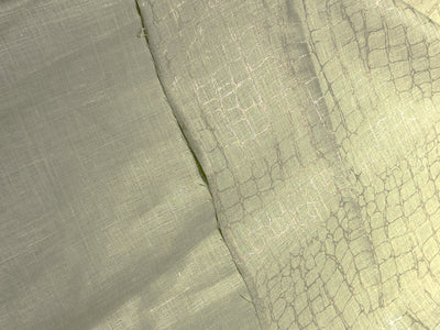100% HEMP mint  color fabric with gold foil print 58" wide [17202]