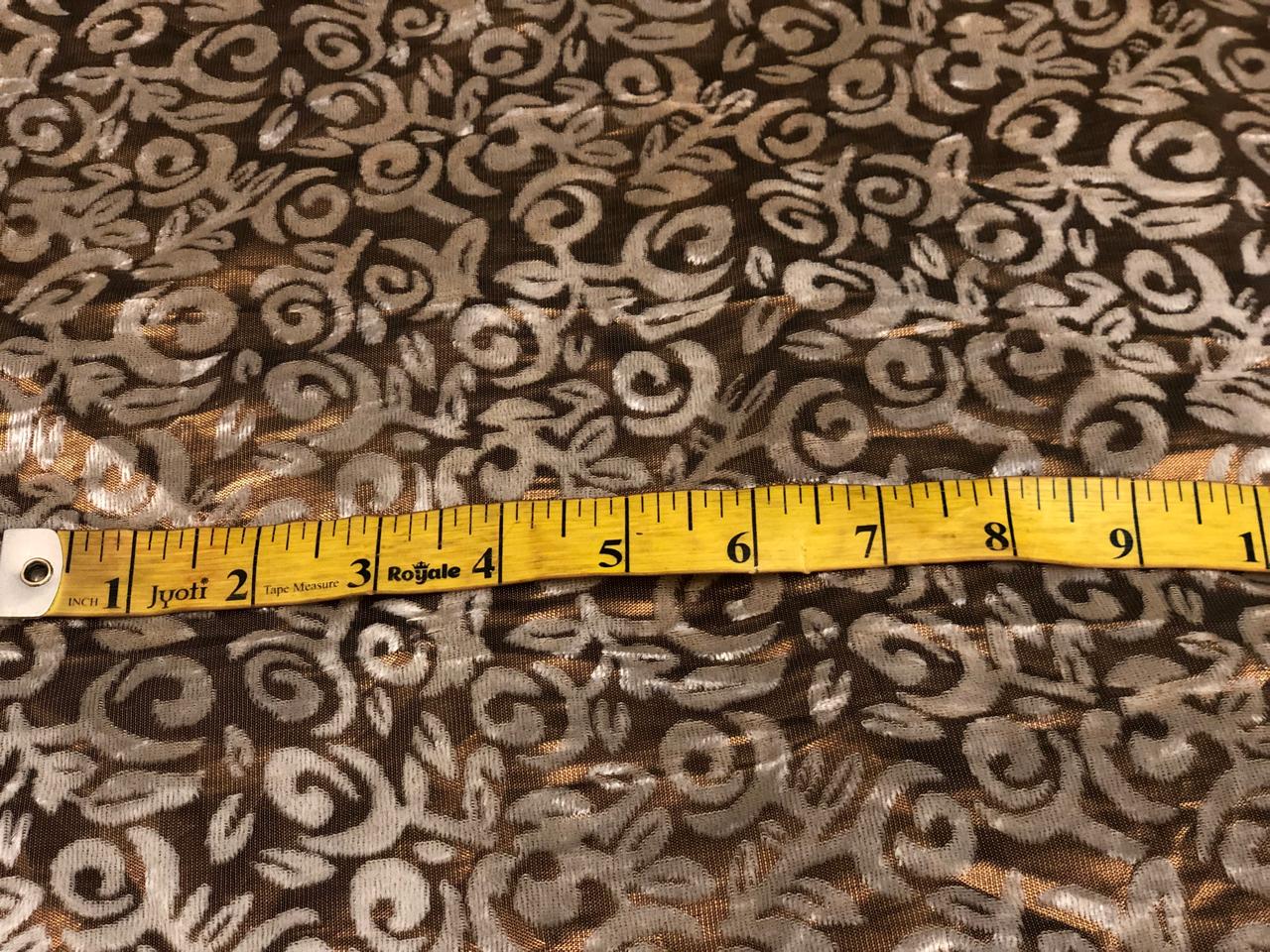 White Devore Viscose Burnout Velvet fabric ~ 44" wide antique gold available in 2 designs floral vines and abstract [18313/14]                         ++