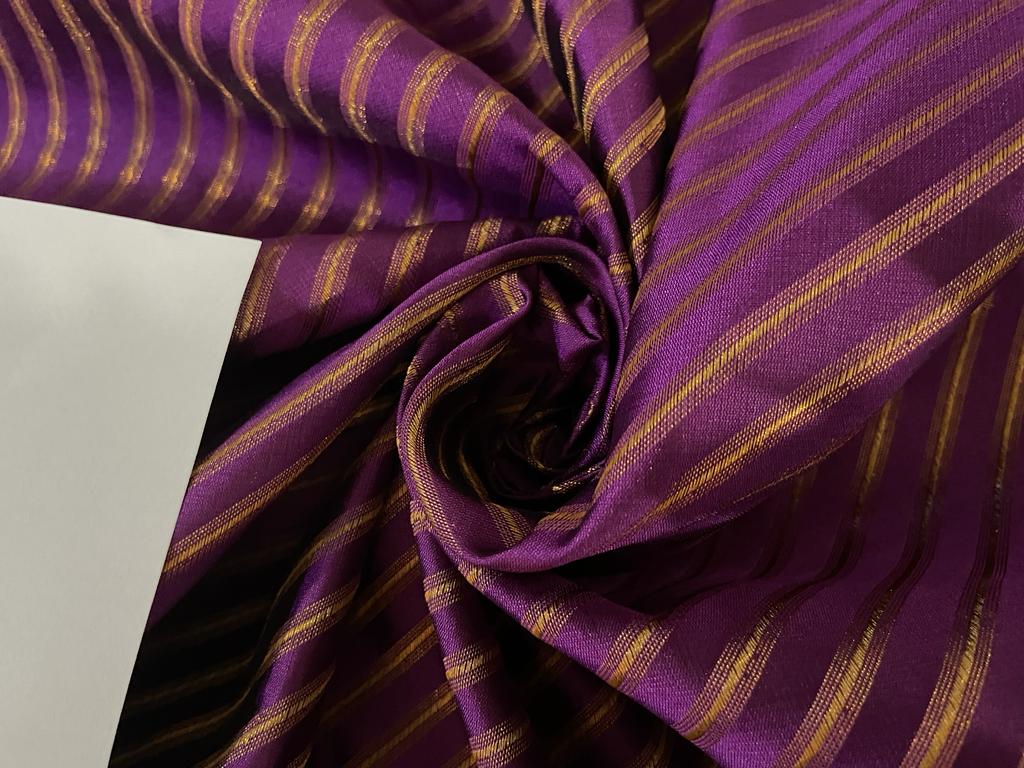Silk Brocade fabric available in 6 colors royal blue/purple/mustard gold/red/green and gold stripe jacquard 44" WIDE BRO900[1,2.3,4.5,6]