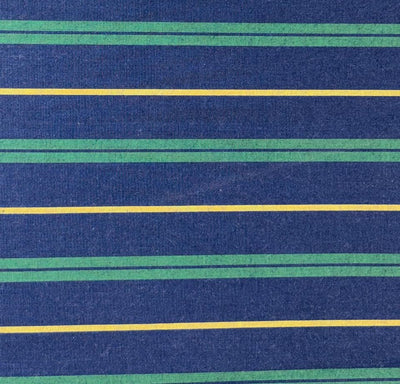 100% Cotton Poplin 58" wide  navy blue, green and yellow stripes [18326]