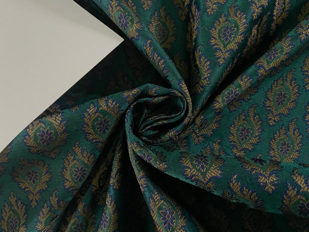 Brocade jacquard fabric 44" wide GREEN X BLUE MOTIF BRO874[3]