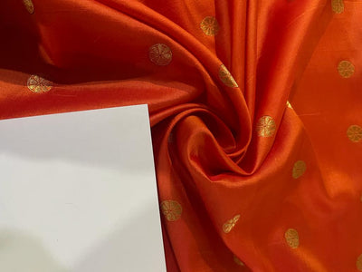 Pure Silk fabric with MOTIF jacquard design 44" WIDE available in 2 colors orange and pink x blue[15507/15531]