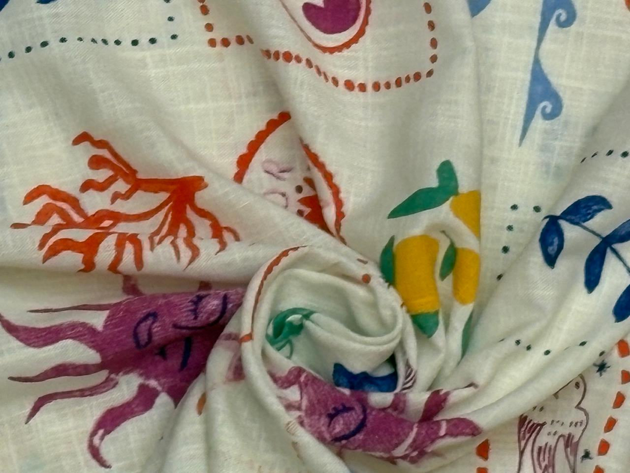 Linen  Beach Grid  print the purple sun  56" wide [18433]