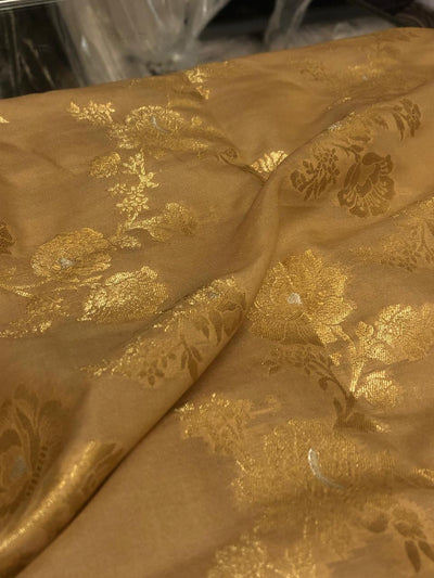 Silk Brocade fabric gold with gold and silver floral jacquard BRO1100[4]