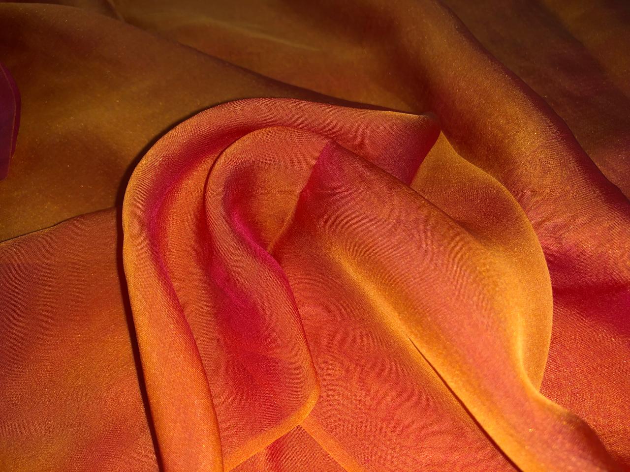 Silk flat chiffon fabric 54"2tone available in 3 colors blue x pink, orange x pink and peach x green