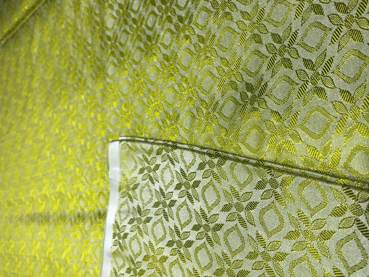 Silk Brocade fabric 44" self geometric  jacquard available in 4 colors pink ,olive , white ivory and lilac BRO1051