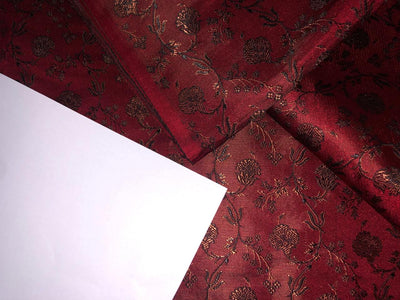 Silk Brocade fabric 44" wide Floral Jacquard available in 2 colors Burgundy with black and mustard color/ teal and black color BRO914[1/2]