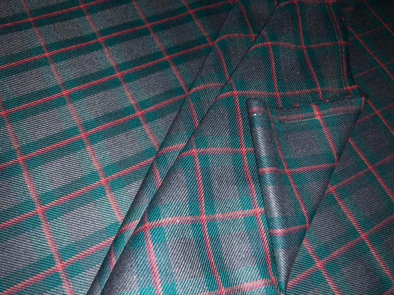 British Tweed Premium Suiting plaids Fabric 58" wide green,tan and burgandy[16969]