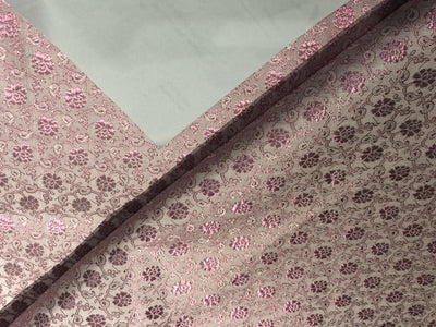 Silk Brocade fabric floral Jacquard  44" wide BRO929 available in 3 colors powder blue lavender with subtle pink shimmer/ pastel pink with subtle pink shimmer and grey with subtle pink shimmer/ and