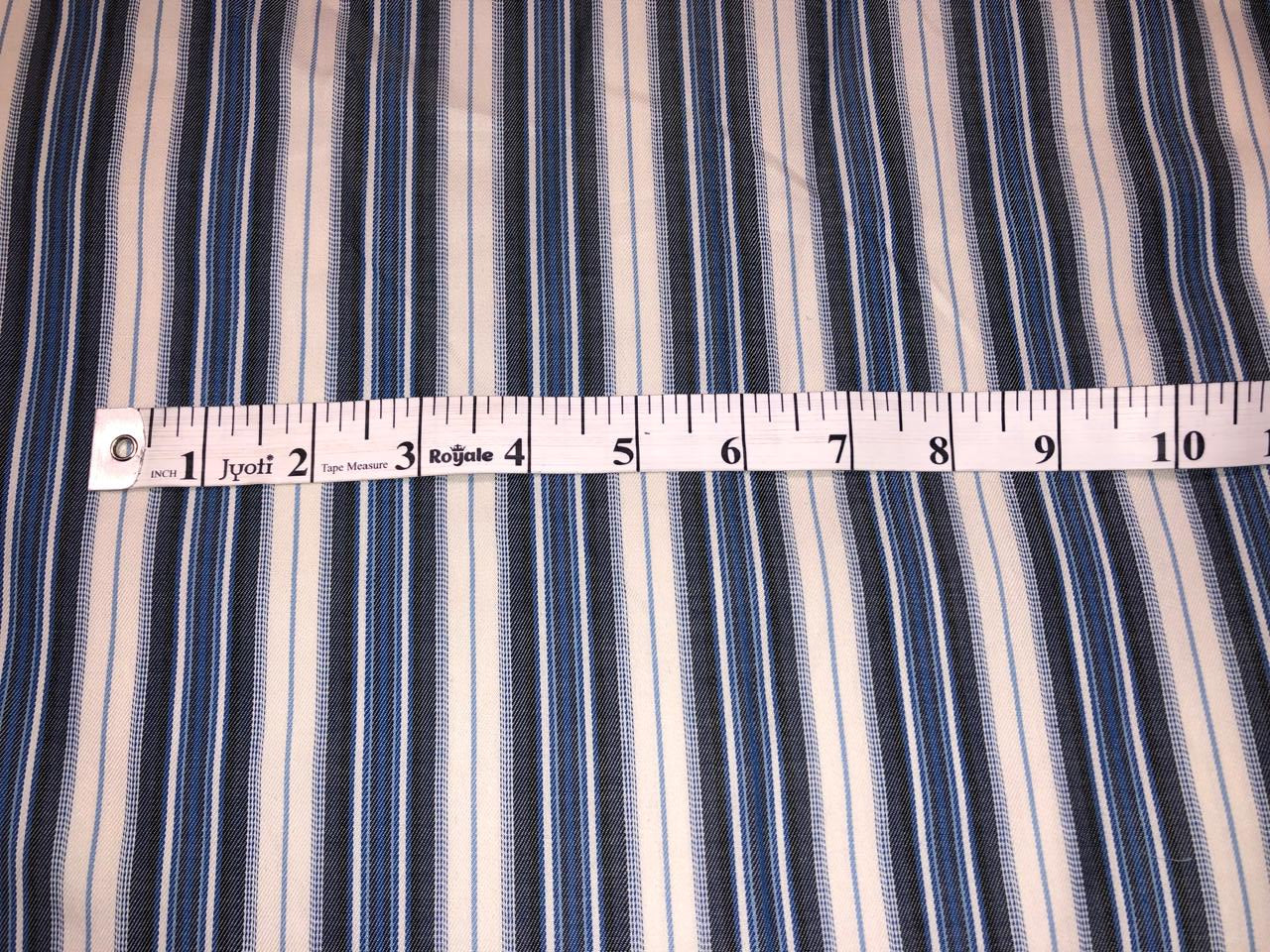 100% cotton poplin  twill weave blue /white stripe 56" wide [18385]