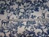 Heavy satin fabric white ivory color with teal blue print 58" wide [12949]