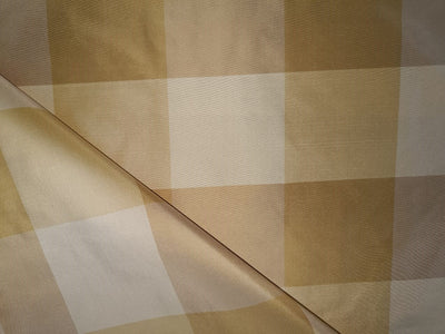 SILK TAFFETA FABRIC Shades of gold and cream colour plaids 54" wide TAFC13