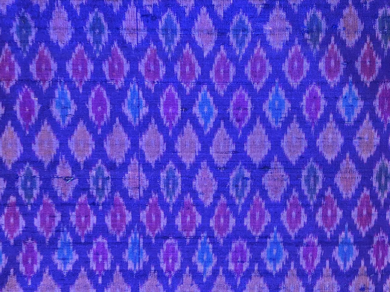 100% pure silk dupion ikat fabric INK BLUE color 44" wide available in 2 combinations[18475/76]